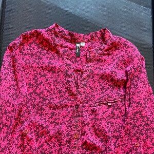 Kut from the Kloth sheer Pink Floral Button Down Shirt